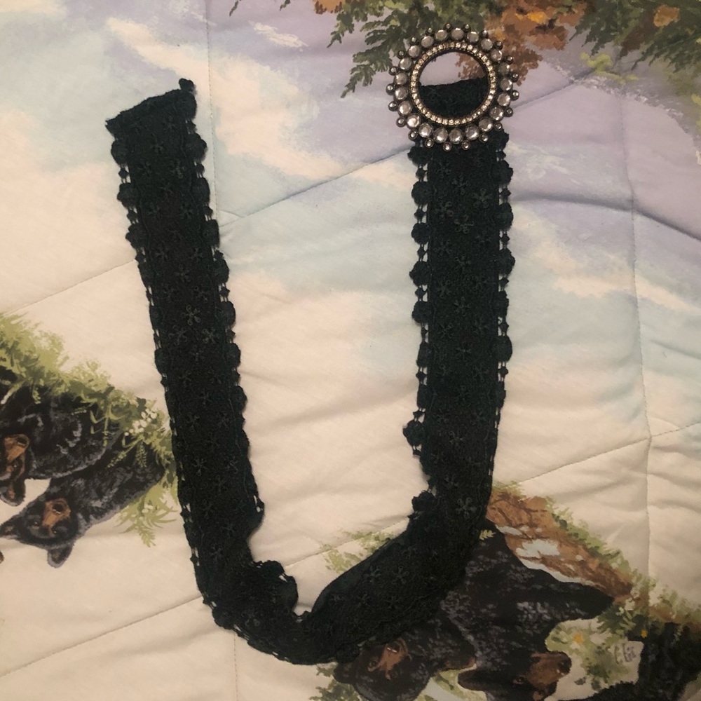 Black lace and rhinestone belt size 0